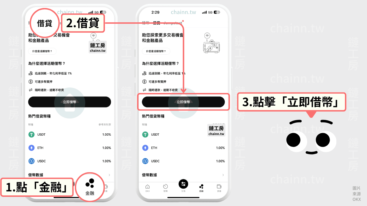 前往 OKX 質押借幣